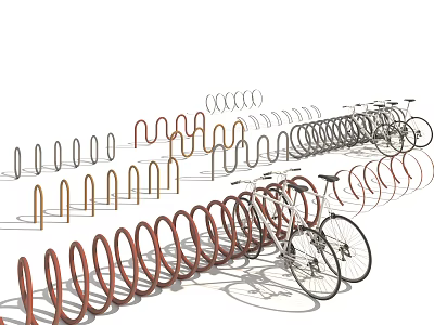 Commercial Bicycle Racks With Various Colors And Designs For Public Areas 3d model