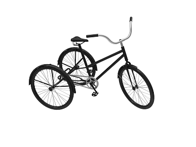Black Three Wheeled Bicycle With Simple Design For Urban Leisure Riding 3d model