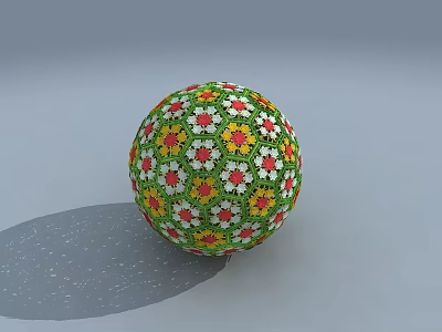 Colorful Floral Pattern Spherical Decorative Ornament Set For Home Decoration 3d model