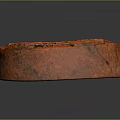 Wood Stone Circular Decorative Piece With Orange Surface Holes And Cracks