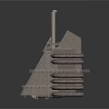 Modern Industrial Architecture Model With Multi Level Structure Staircase And Platforms