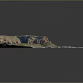3D Terrain Map Displaying Coastal Scenery With Winding Road And Ocean Waves 3d model