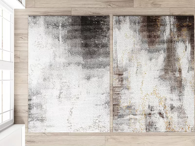 Modern Abstract Square Rugs With Gray White Brown Gold Texture For Living Room 3d model