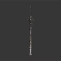 Medieval Metal Spear Weapon with Decorative Head and Pointed Tip Design