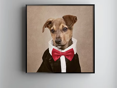 Modern Animal Painting Brown Children's Room Animal Dog Decorative Painting 3d model