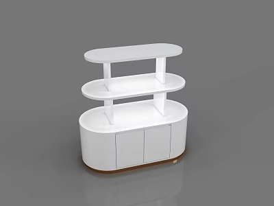 White Modern Display Shelf Unit With Multiple Tiers And Cabinet Doors 3d model