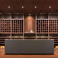 Wine Cellar Interior With Wooden Racks Rows Of Wine Bottles And Central Counter