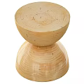 Natural Wooden Stool With Stacked Round Platforms And Visible Grain