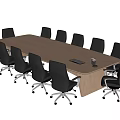 Light Wooden Conference Table With Black Office Chairs And Documents In Modern Meeting Room