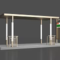 Bus Stop Road Facility With Shelter Roof White Columns And Information Board