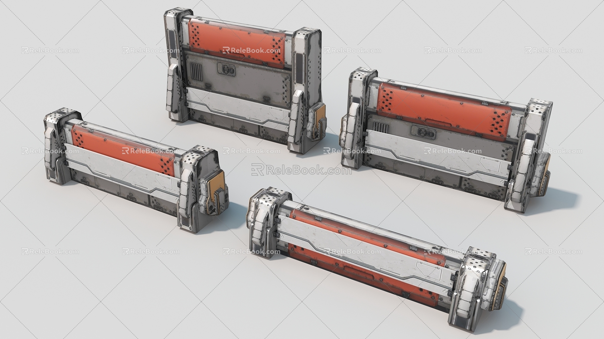 sci-fi fence fencing military bunker industrial hard surface 3d model