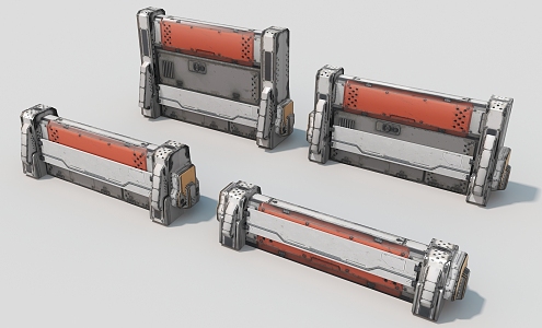 sci-fi fence fencing military bunker industrial hard surface 3d model