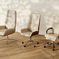 Modern Light Colored Office Chairs With Swivel Base And Armrests In Bright Room