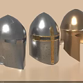 Medieval Metallic Helmets With Different Historical Designs And Decorative Elements 3d model