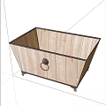 Vintage Agricultural Equipment Wooden Storage Box With White Planks And Metal Ring Handle