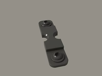Black Metal Connector Part With Two Circular Knobs And Central Slot 3d model