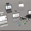 Modern Business Equipment Including POS Terminals Displays and Payment Devices for Retail Stores