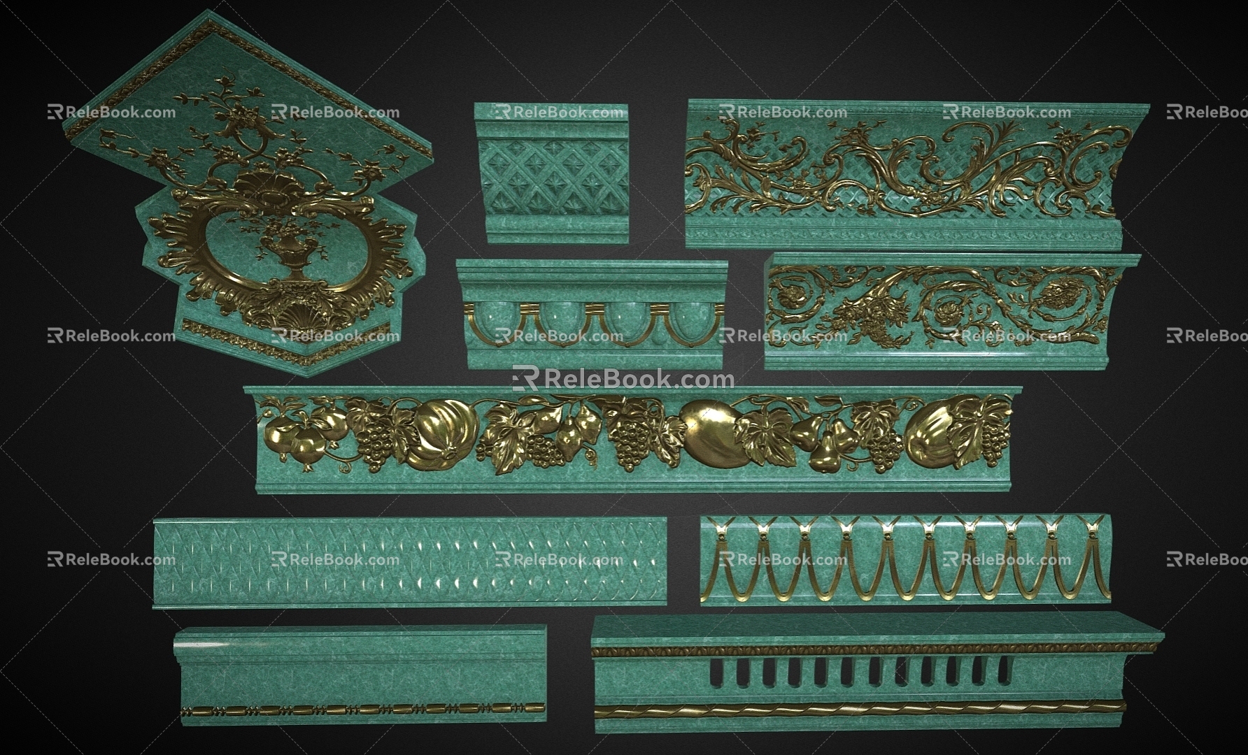 European Cornice Corner Cornice Line Corner Carved Plaster Line Model 3d model