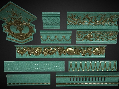 European Cornice Corner Cornice Line Corner Carved Plaster Line Model 3d model