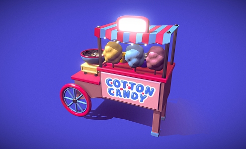 Cotton candy stall cartoon stall 3d model