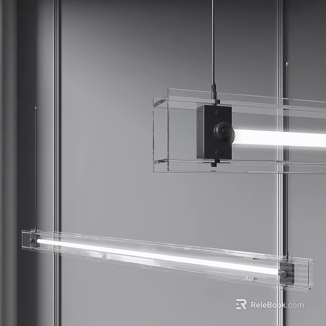 Sleek Modern Transparent Glass Long Chandelier With Minimalist Design For Home Interiors 3d model 