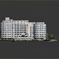 Modern Residential Building Complex With Circular Cylindrical Towers And Central Green Courtyard