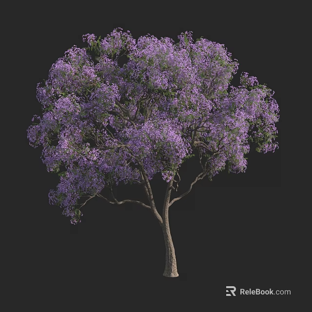 Blooming Flowering Tree with Vibrant Purple Flowers and Lush Foliage 3d model 