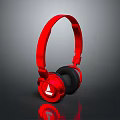 Red Over Ear Headphones With Black Ear Cushions And White Logo