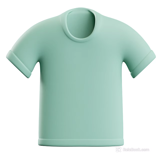 Light Green Short Sleeve T-shirt Casual Style Simple Design Comfortable Fit For Everyday Wear 3d model 