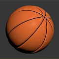 Orange Basketball with Black Lines on Dark Background and Reflective Surface
