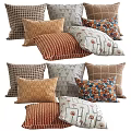 Warm Colored Decorative Pillows With Striped Geometric And Floral Patterns For Home Decor