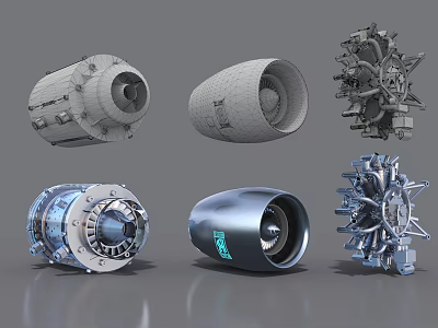 Detailed 3D Models of Turbine Engine Components With Metallic Surfaces and Mesh Structures 3d model