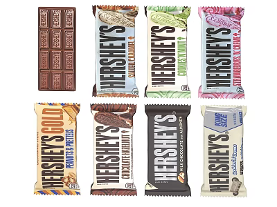 Tasty Hershey's Assorted Chocolate Bars Featuring Multiple Flavors And Colorful Wrappers 3d model