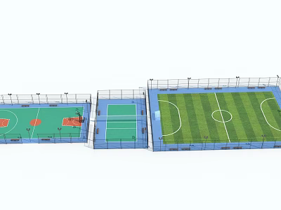 modern basketball court football court tennis court sports court 3d model