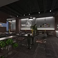 Modern Restaurant Interior With Booth Seating Pendant Lights Dark Floor And Wooden Tables