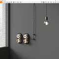 Elegant Modern Pendant Light In Interior With Gray Wall White Blinds And Black Switch Panels