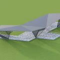 Modern Pergola with Geometric Roof Design Metal Frame and Stone Slab Floor