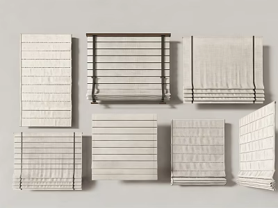 Stylish Curtain Styles Featuring Blinds And Fabric Window Treatments For Home 3d model