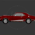 Red Vintage Sports Car With White Racing Stripes And Retro Exterior Design