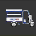 Elderly Man Riding Lambro 550 Tricycle With White And Blue Cabin Design