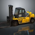 Yellow Heavy Duty Forklift With Black Cab Cargo Forks And Tyres