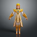 Golden Haired Female Character With White And Gold Decorative Armor And Blue Gemstone