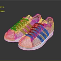 White Classic Lace Up Shoes With Black Stripes And Shell Toe Design