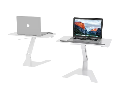 Laptops on White Adjustable Standing Tables with Ergonomic Design and Stable Base 3d model