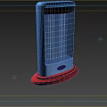 Red Vertical Electric Heater With Heating Element And Control Button For Home Use