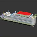 Modern Luxury Cruise Ship With White Hull Red Top Deck And Multiple Decks Design