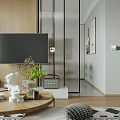 Modern Living Room Interior Design With TV Coffee Table Green Plants And Decorative Paintings