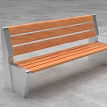 Modern Public Bench With Wooden Slats And Metal Frame For Outdoor Spaces
