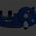 Futuristic Blue Silver Spaceship Model with Circular Hull and Detailed Thrusters for Cosmic Exploration