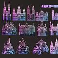Colorful Cartoon Castle Silhouette Pendant With Unique Design For Home Decor